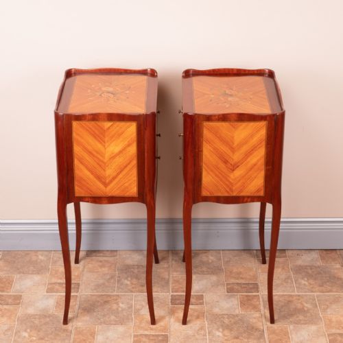 GOOD QUALITY PAIR OF FRENCH INLAID BEDSIDE CHESTS OF DRAWERS - ADDITIONAL PHOTO 7