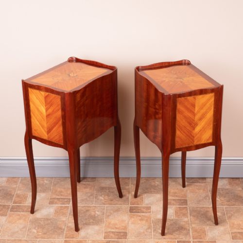 GOOD QUALITY PAIR OF FRENCH INLAID BEDSIDE CHESTS OF DRAWERS - ADDITIONAL PHOTO 10