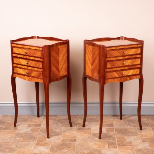 GOOD QUALITY PAIR OF FRENCH INLAID BEDSIDE CHESTS OF DRAWERS - ADDITIONAL PHOTO 12