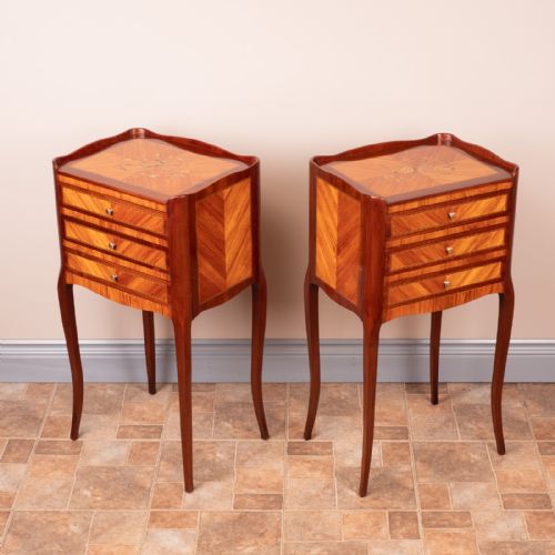 GOOD QUALITY PAIR OF FRENCH INLAID BEDSIDE CHESTS OF DRAWERS - ADDITIONAL PHOTO 13