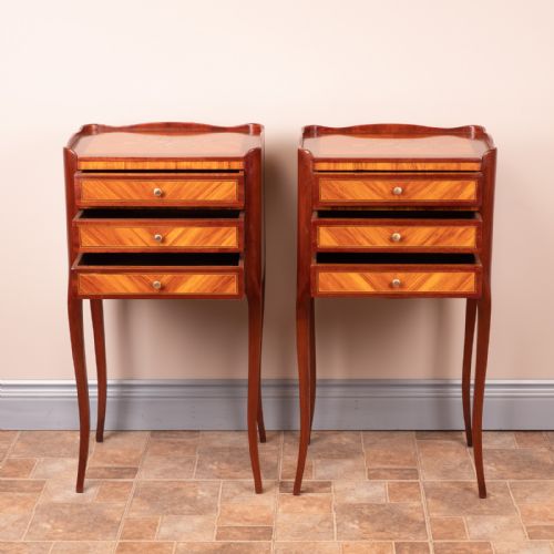 GOOD QUALITY PAIR OF FRENCH INLAID BEDSIDE CHESTS OF DRAWERS - ADDITIONAL PHOTO 14