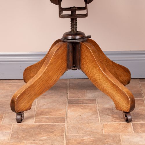 OAK HEIGHT ADJUSTABLE REVOLVING OFFICE DESK CHAIR - ADDITIONAL PHOTO 2