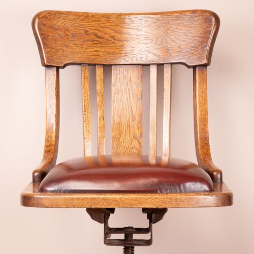 OAK HEIGHT ADJUSTABLE REVOLVING OFFICE DESK CHAIR - ADDITIONAL PHOTO 3