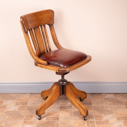 OAK HEIGHT ADJUSTABLE REVOLVING OFFICE DESK CHAIR - ADDITIONAL PHOTO 4