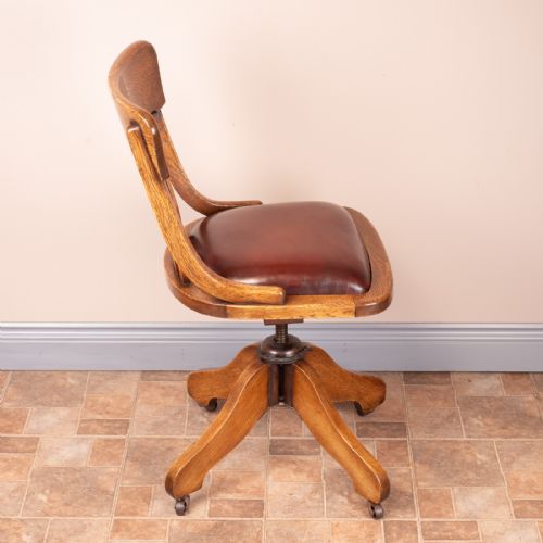 OAK HEIGHT ADJUSTABLE REVOLVING OFFICE DESK CHAIR - ADDITIONAL PHOTO 5