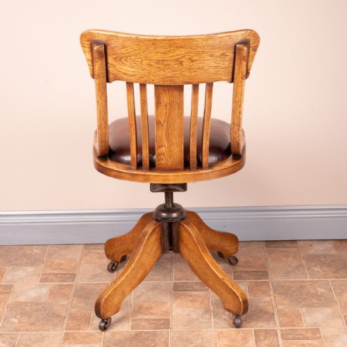 OAK HEIGHT ADJUSTABLE REVOLVING OFFICE DESK CHAIR - ADDITIONAL PHOTO 6