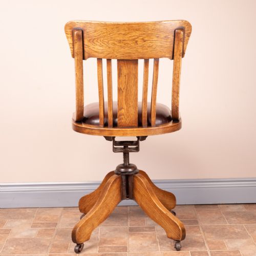 OAK HEIGHT ADJUSTABLE REVOLVING OFFICE DESK CHAIR - ADDITIONAL PHOTO 7