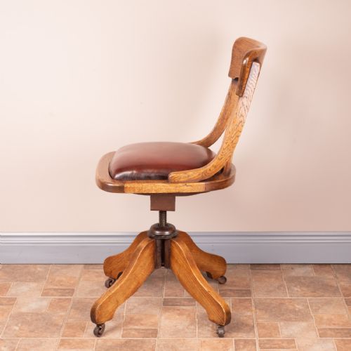 OAK HEIGHT ADJUSTABLE REVOLVING OFFICE DESK CHAIR - ADDITIONAL PHOTO 8