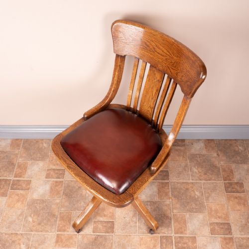OAK HEIGHT ADJUSTABLE REVOLVING OFFICE DESK CHAIR - ADDITIONAL PHOTO 9