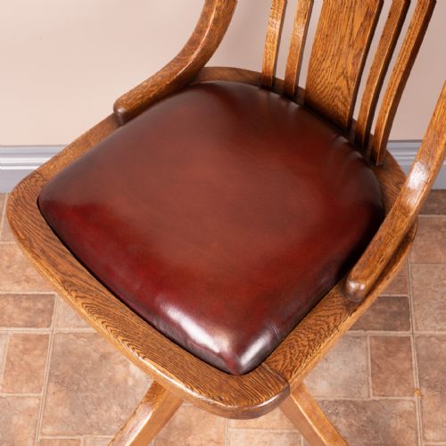 OAK HEIGHT ADJUSTABLE REVOLVING OFFICE DESK CHAIR - ADDITIONAL PHOTO 10