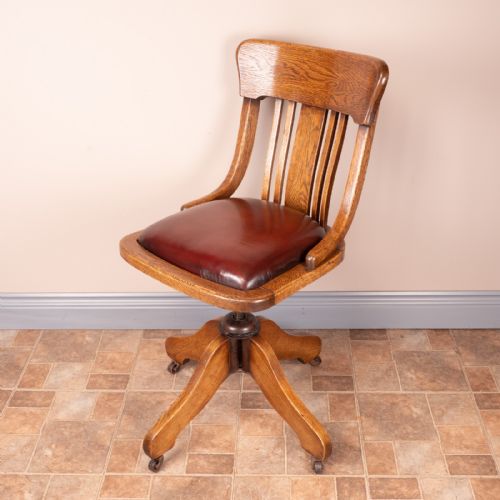 OAK HEIGHT ADJUSTABLE REVOLVING OFFICE DESK CHAIR - ADDITIONAL PHOTO 11