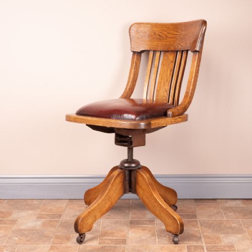 OAK HEIGHT ADJUSTABLE REVOLVING OFFICE DESK CHAIR - ADDITIONAL PHOTO 12