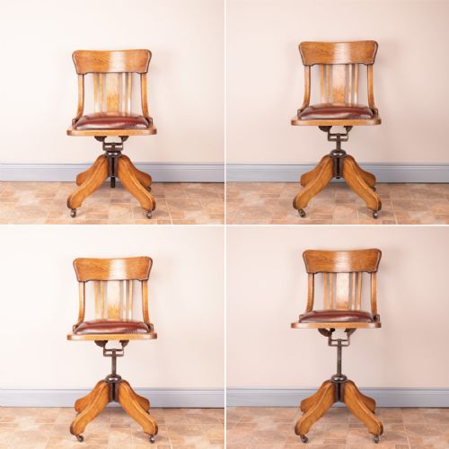 OAK HEIGHT ADJUSTABLE REVOLVING OFFICE DESK CHAIR - ADDITIONAL PHOTO 13