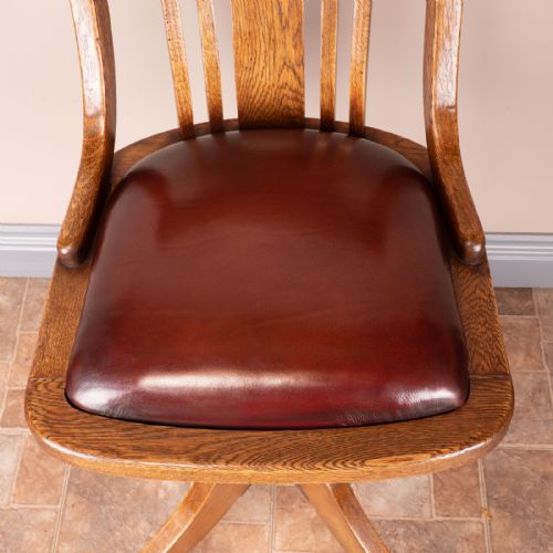 OAK HEIGHT ADJUSTABLE REVOLVING OFFICE DESK CHAIR - ADDITIONAL PHOTO 14