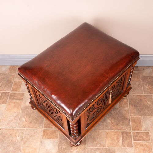 VICTORIAN WALNUT CANTERBURY STOOL - ADDITIONAL PHOTO 4