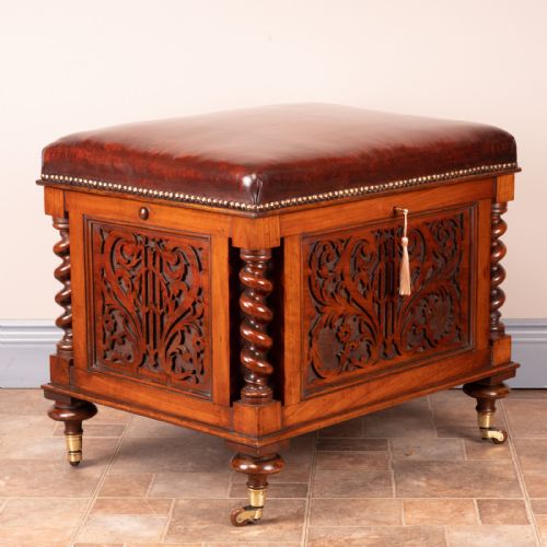 VICTORIAN WALNUT CANTERBURY STOOL - ADDITIONAL PHOTO 5