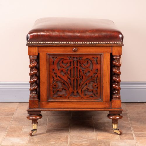 VICTORIAN WALNUT CANTERBURY STOOL - ADDITIONAL PHOTO 6