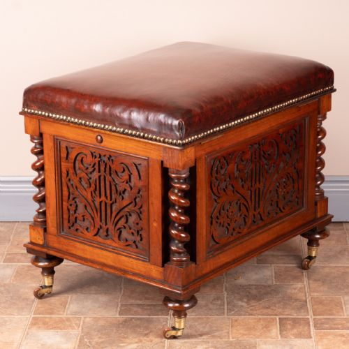 VICTORIAN WALNUT CANTERBURY STOOL - ADDITIONAL PHOTO 9