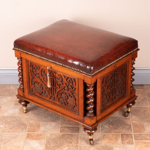 VICTORIAN WALNUT CANTERBURY STOOL - ADDITIONAL PHOTO 11