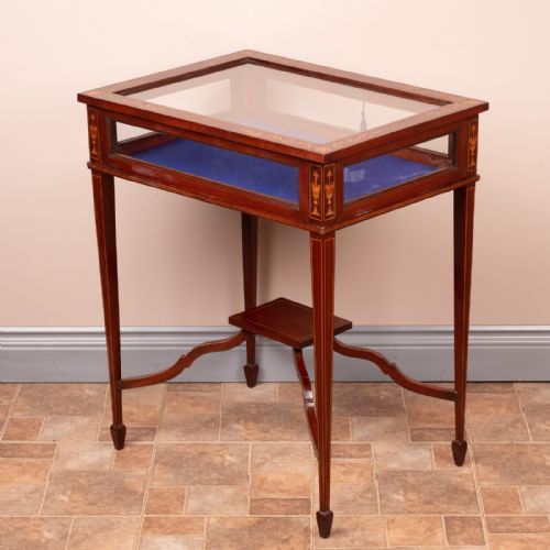 EDWARDIAN MARQUETRY INLAID MAHOGANY BIJOUTERIE DISPLAY TABLE - ADDITIONAL PHOTO 6