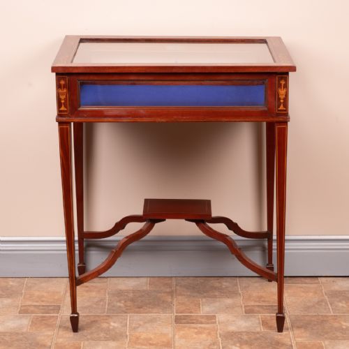EDWARDIAN MARQUETRY INLAID MAHOGANY BIJOUTERIE DISPLAY TABLE - ADDITIONAL PHOTO 7