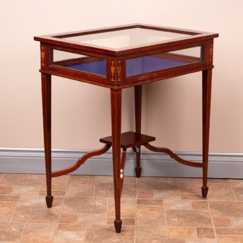 EDWARDIAN MARQUETRY INLAID MAHOGANY BIJOUTERIE DISPLAY TABLE - ADDITIONAL PHOTO 8