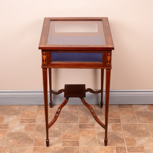 EDWARDIAN MARQUETRY INLAID MAHOGANY BIJOUTERIE DISPLAY TABLE - ADDITIONAL PHOTO 9