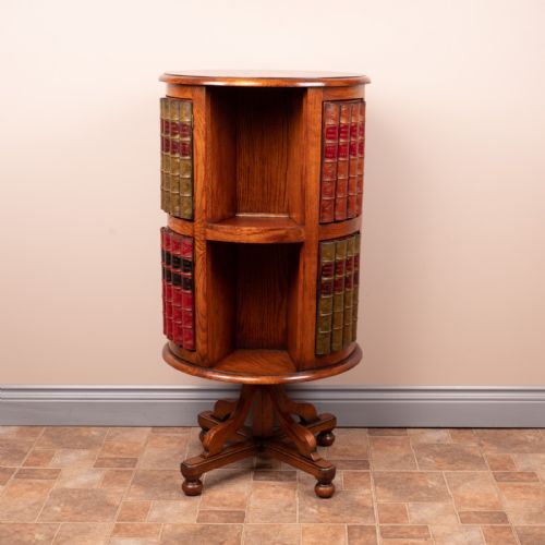 CIRCULAR OAK REVOLVING BOOKCASE - ADDITIONAL PHOTO 3
