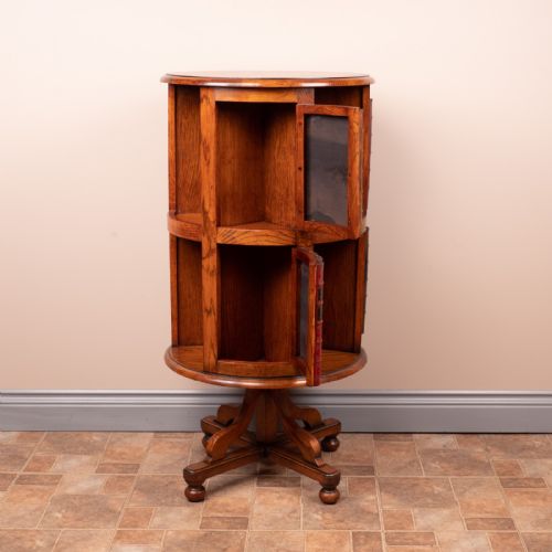 CIRCULAR OAK REVOLVING BOOKCASE - ADDITIONAL PHOTO 9