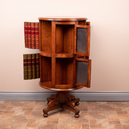 CIRCULAR OAK REVOLVING BOOKCASE - ADDITIONAL PHOTO 11