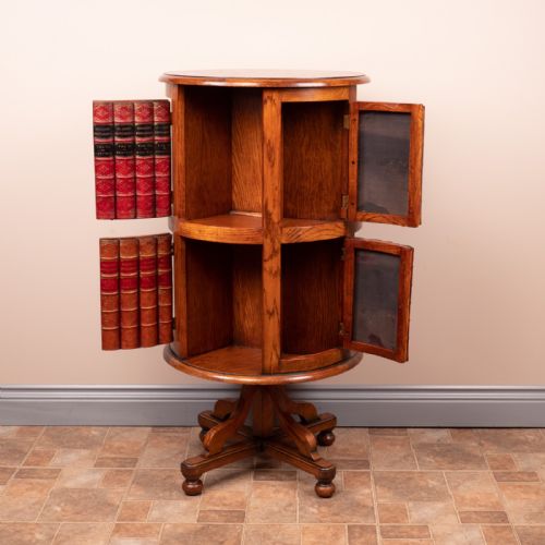 CIRCULAR OAK REVOLVING BOOKCASE - ADDITIONAL PHOTO 12