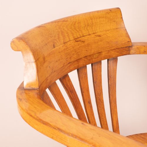 OAK REVOLVING OFFICE DESK CHAIR WITH WOODEN SEAT - ADDITIONAL PHOTO 17