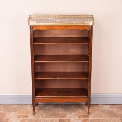 FRENCH OPEN BOOKCASE WITH MARBLE TOP - ADDITIONAL PHOTO 1