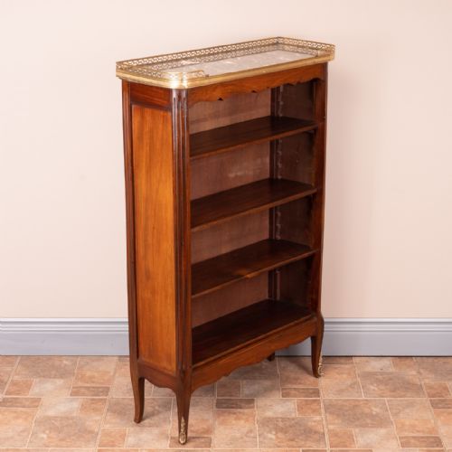 FRENCH OPEN BOOKCASE WITH MARBLE TOP - ADDITIONAL PHOTO 3