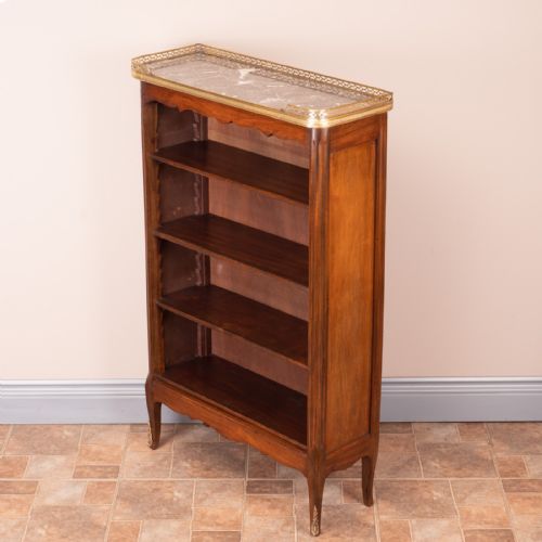 FRENCH OPEN BOOKCASE WITH MARBLE TOP - ADDITIONAL PHOTO 4