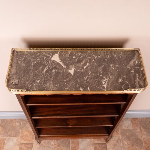 FRENCH OPEN BOOKCASE WITH MARBLE TOP - ADDITIONAL PHOTO 7