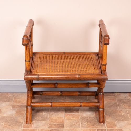 BAMBOO HALL BENCH WITH CANE SEAT - ADDITIONAL PHOTO 1