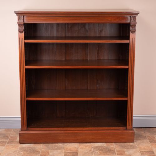 goodsized edwardian walnut open bookcase - CATEGORY: ANTIQUE BOOKCASES - DATED EDWARDIAN