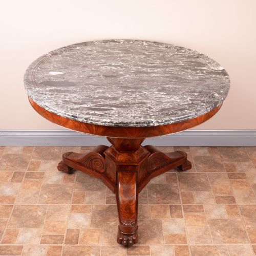 19THC FRENCH MAHOGANY GUERIDON MARBLE TOPPED TABLE - ADDITIONAL PHOTO 1