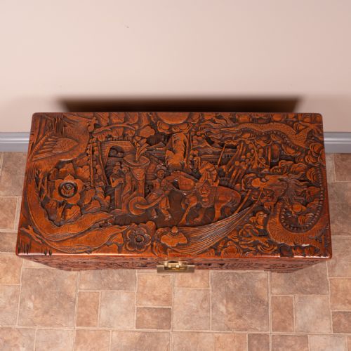 PROFUSELY CARVED ORIENTAL CAMPHORWOOD LINED TRUNK - ADDITIONAL PHOTO 4