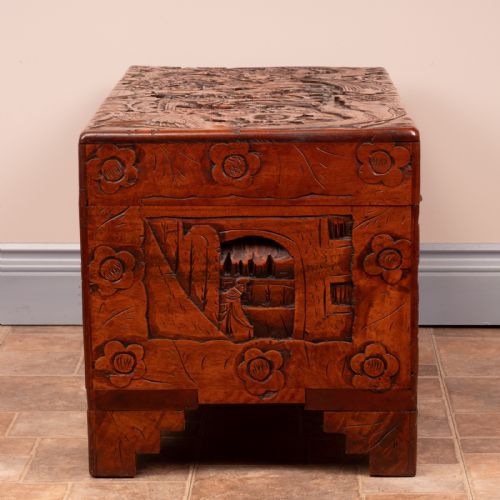 PROFUSELY CARVED ORIENTAL CAMPHORWOOD LINED TRUNK - ADDITIONAL PHOTO 6