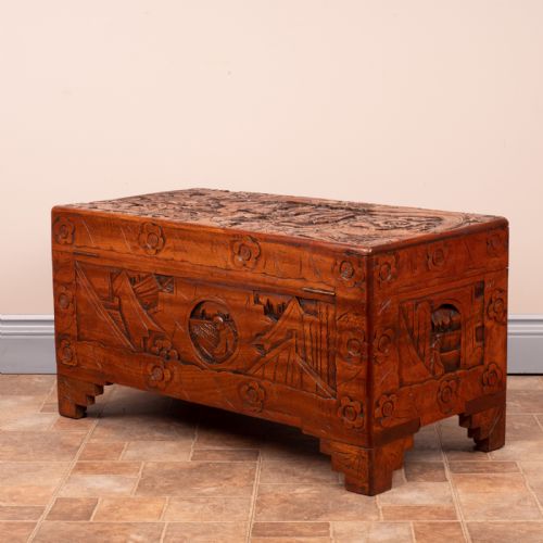 PROFUSELY CARVED ORIENTAL CAMPHORWOOD LINED TRUNK - ADDITIONAL PHOTO 7