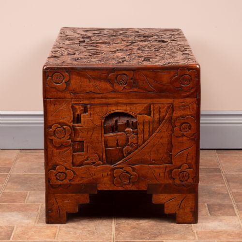 PROFUSELY CARVED ORIENTAL CAMPHORWOOD LINED TRUNK - ADDITIONAL PHOTO 11