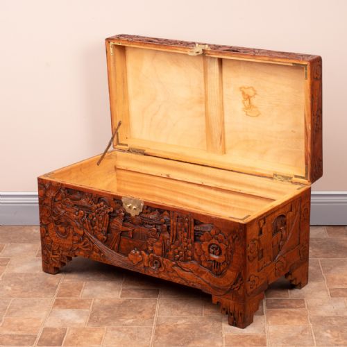 PROFUSELY CARVED ORIENTAL CAMPHORWOOD LINED TRUNK - ADDITIONAL PHOTO 13
