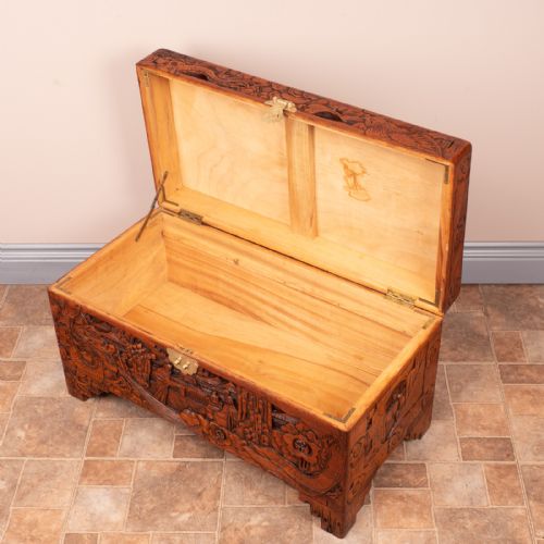 PROFUSELY CARVED ORIENTAL CAMPHORWOOD LINED TRUNK - ADDITIONAL PHOTO 14