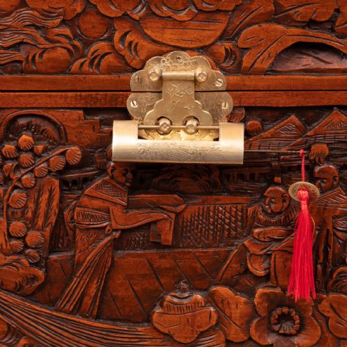 PROFUSELY CARVED ORIENTAL CAMPHORWOOD LINED TRUNK - ADDITIONAL PHOTO 16