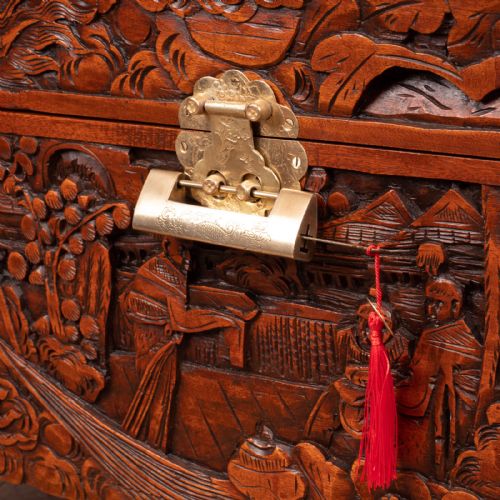 PROFUSELY CARVED ORIENTAL CAMPHORWOOD LINED TRUNK - ADDITIONAL PHOTO 18