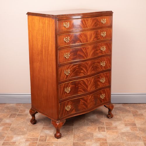 SERPENTINE FRONTED TALL MAHOGANY CHEST OF DRAWERS - ADDITIONAL PHOTO 5