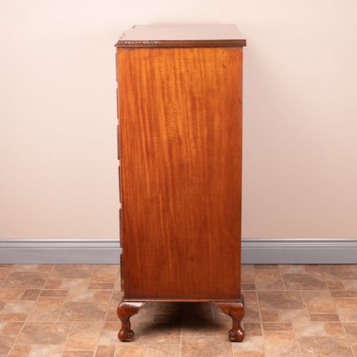 SERPENTINE FRONTED TALL MAHOGANY CHEST OF DRAWERS - ADDITIONAL PHOTO 7