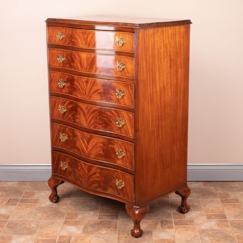 SERPENTINE FRONTED TALL MAHOGANY CHEST OF DRAWERS - ADDITIONAL PHOTO 8